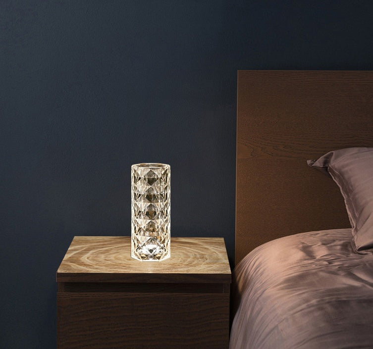 USB Table Lamps Bedroom Touch Dimming Atmosphere Diamond Night Light Rose Projector Lamp Decor