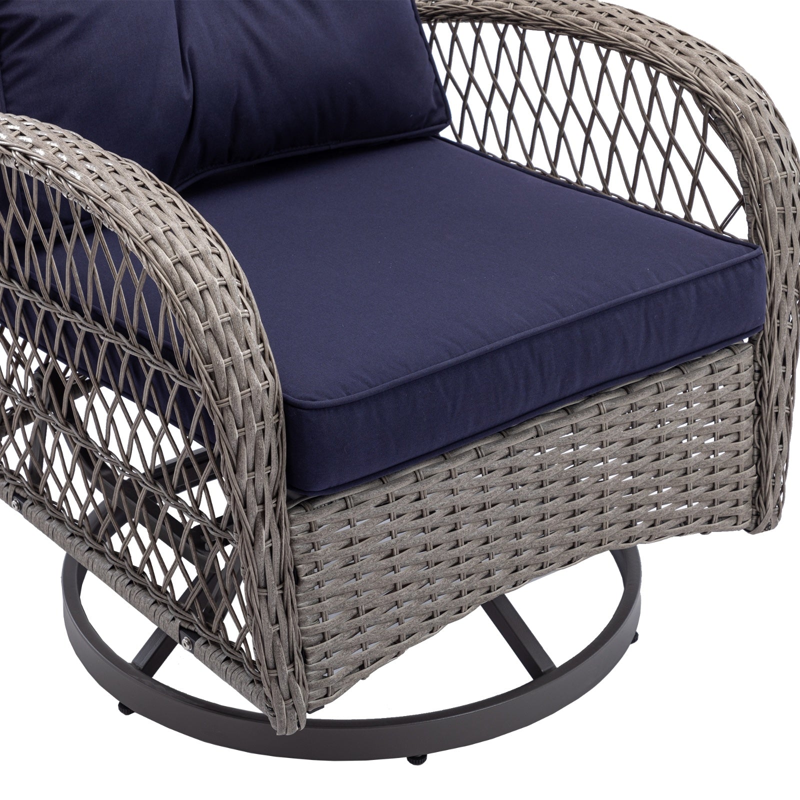 3nos Outdoor Swivel Rocker Patio Chairs 360  Rocking Set With Thick Cushions