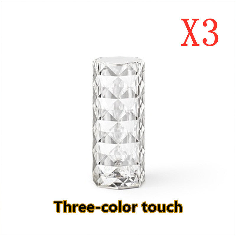 USB Table Lamps Bedroom Touch Dimming Atmosphere Diamond Night Light Rose Projector Lamp Decor