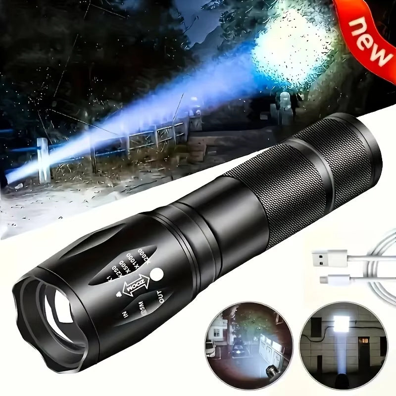 High Power LED Tactical Flashlight 5-Mode Light Zoom Waterproof Portable Torch For Camping