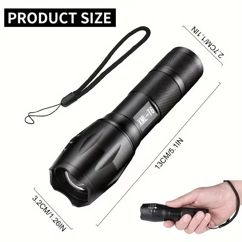 High Power LED Tactical Flashlight 5-Mode Light Zoom Waterproof Portable Torch For Camping
