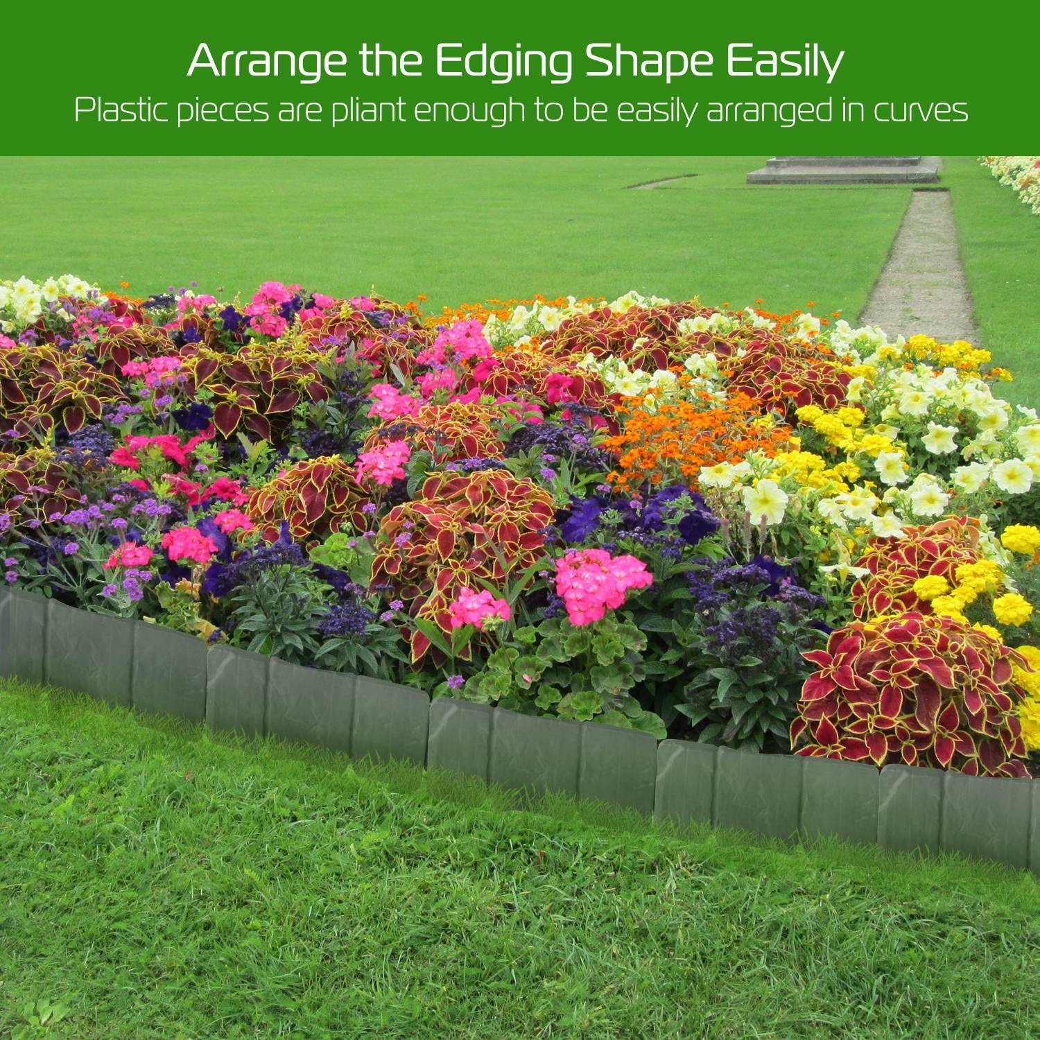 20 PCS Garden Edging Border & Imitation Stone Effect Garden Lawn Border