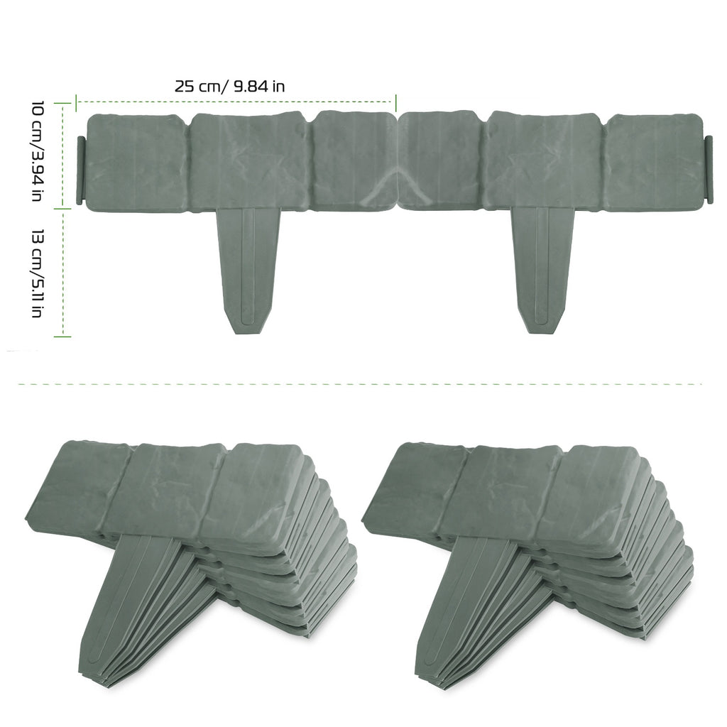 20 PCS Garden Edging Border & Imitation Stone Effect Garden Lawn Border