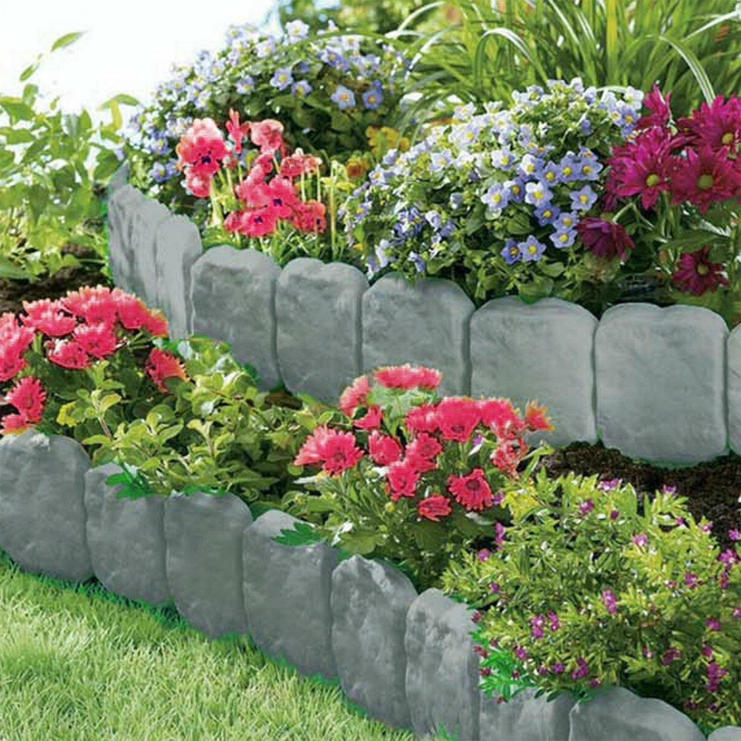 20 PCS Garden Edging Border & Imitation Stone Effect Garden Lawn Border