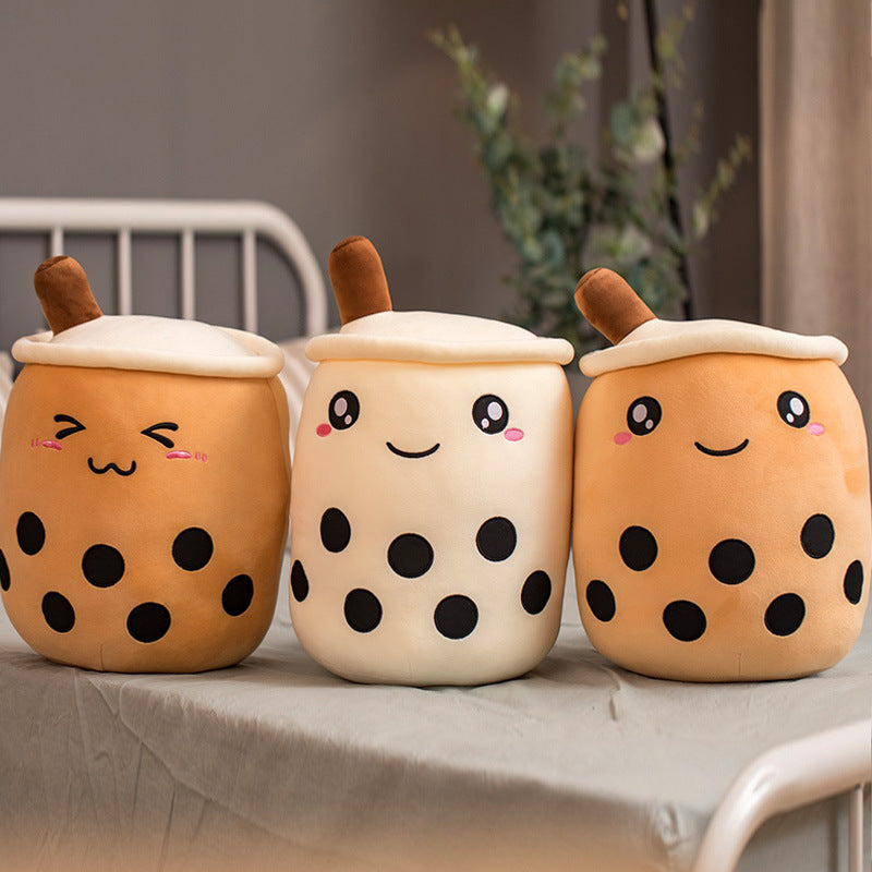 Cute Fruit Drink Plush Stuffed Soft Strawberry Milk Tea Plush Baba Tea Cup Toy Bubble Tea Pillow Cushion Kids Gift