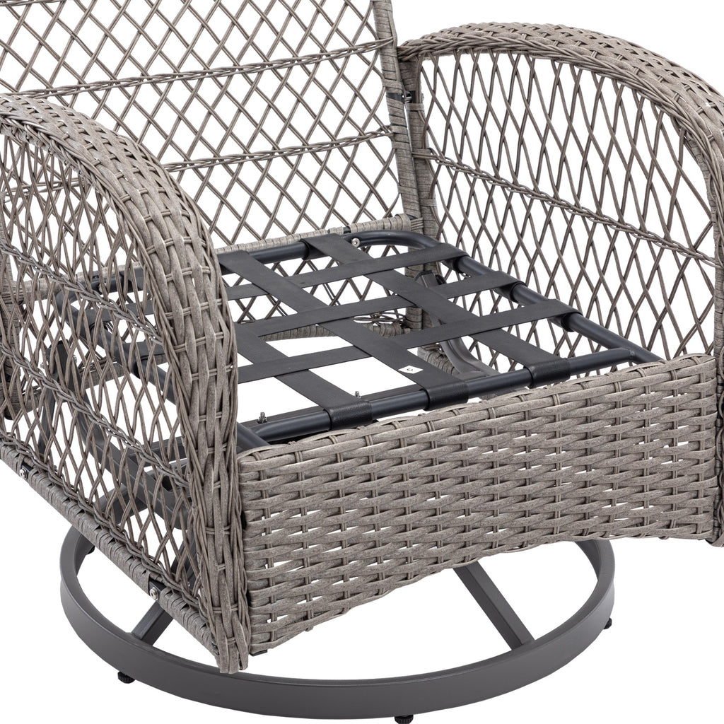 3nos Outdoor Swivel Rocker Patio Chairs 360  Rocking Set With Thick Cushions