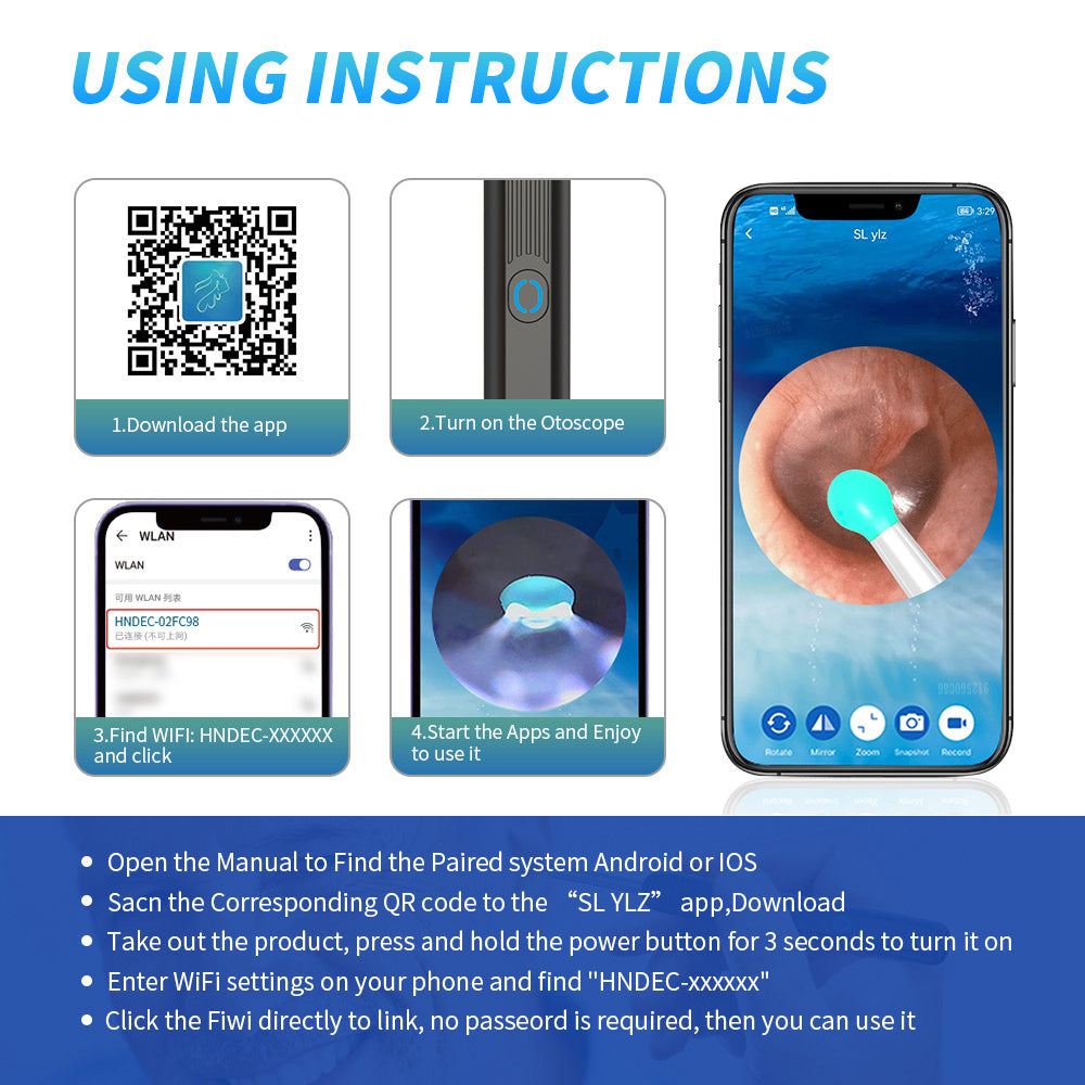 Ear Cleaner  Camera LED Light Wireless Ear Endoscope Ear Cleaning Kit For I-phone