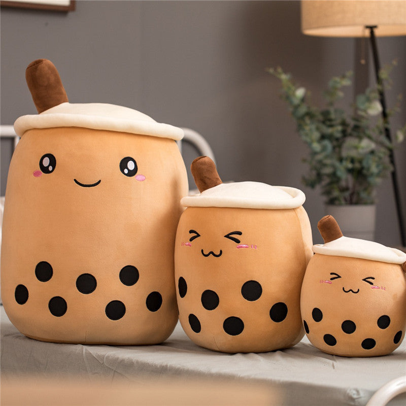Cute Fruit Drink Plush Stuffed Soft Strawberry Milk Tea Plush Baba Tea Cup Toy Bubble Tea Pillow Cushion Kids Gift