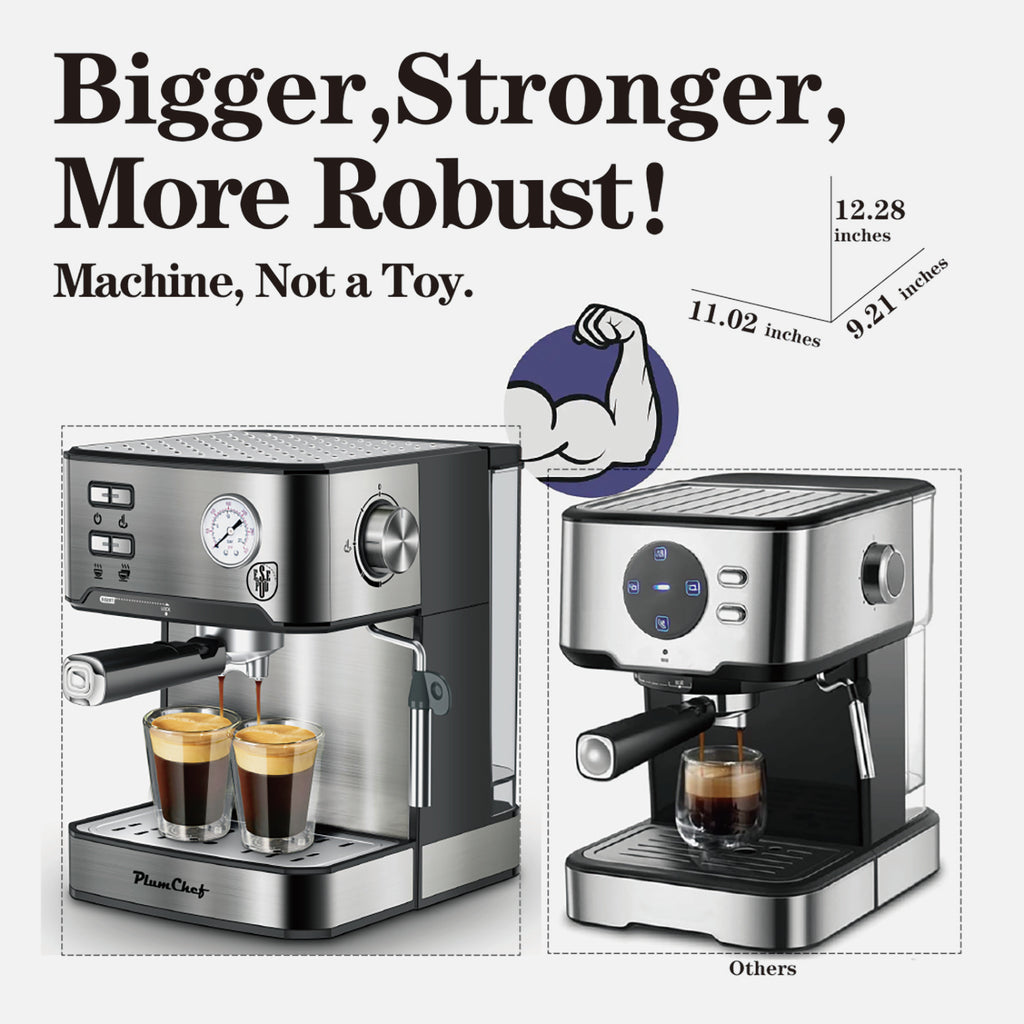 Professional Espresso Machine With Milk Frother, Visual Display Of Pressure, Removable Water Tank For Cappuccino, Latte, Machiato For Home Barista