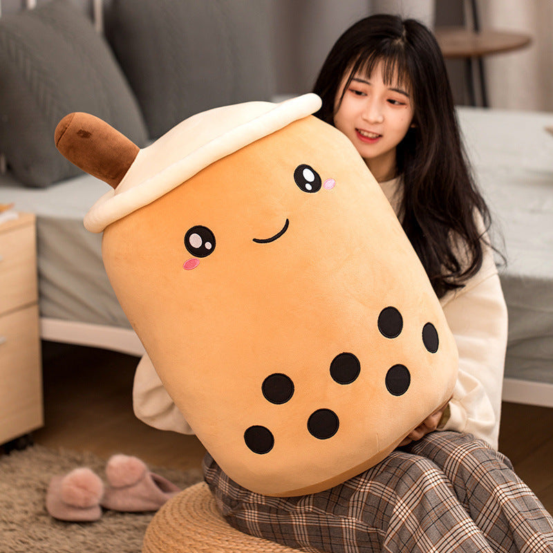 Cute Fruit Drink Plush Stuffed Soft Strawberry Milk Tea Plush Baba Tea Cup Toy Bubble Tea Pillow Cushion Kids Gift