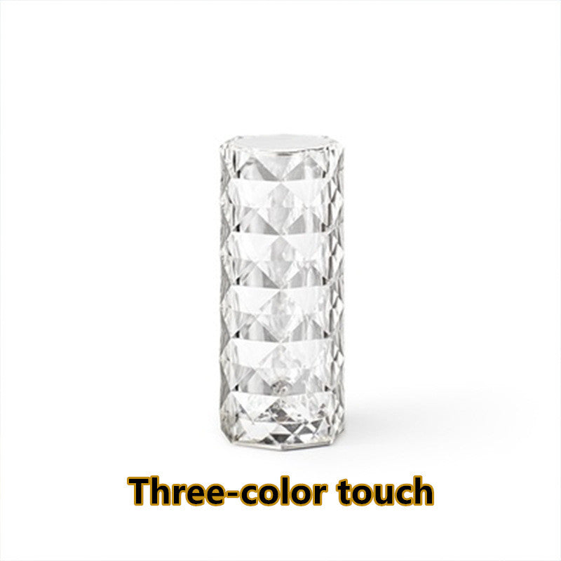 USB Table Lamps Bedroom Touch Dimming Atmosphere Diamond Night Light Rose Projector Lamp Decor