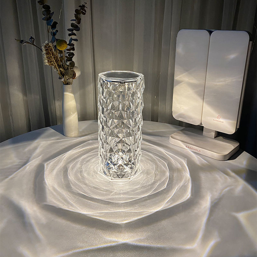USB Table Lamps Bedroom Touch Dimming Atmosphere Diamond Night Light Rose Projector Lamp Decor