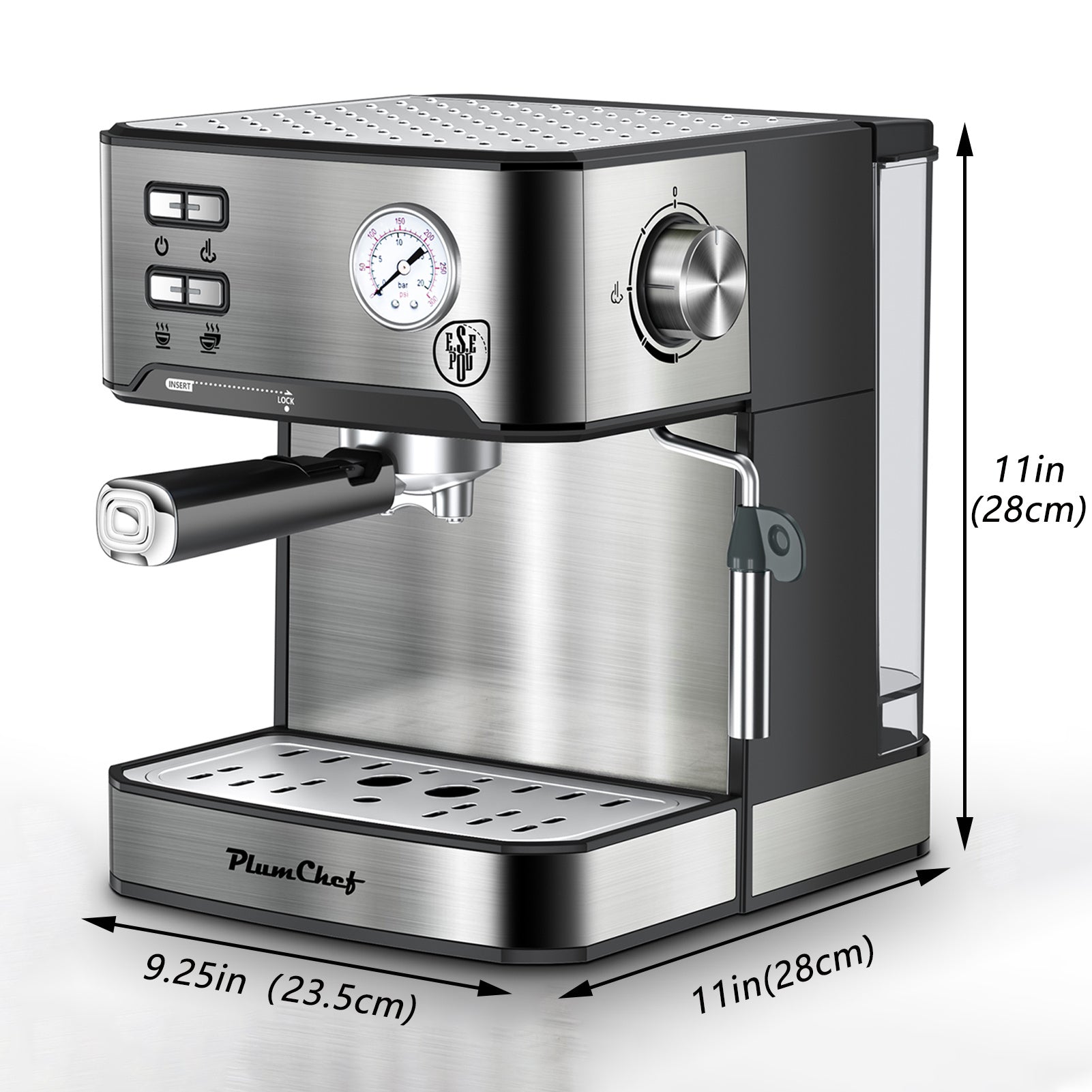 Professional Espresso Machine With Milk Frother, Visual Display Of Pressure, Removable Water Tank For Cappuccino, Latte, Machiato For Home Barista
