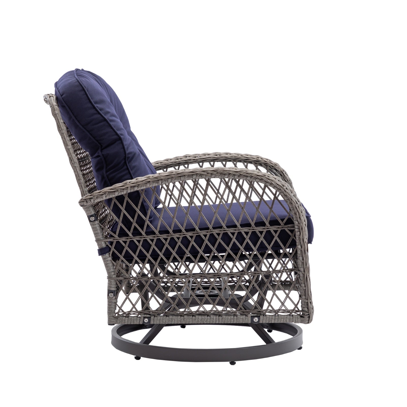 3nos Outdoor Swivel Rocker Patio Chairs 360  Rocking Set With Thick Cushions