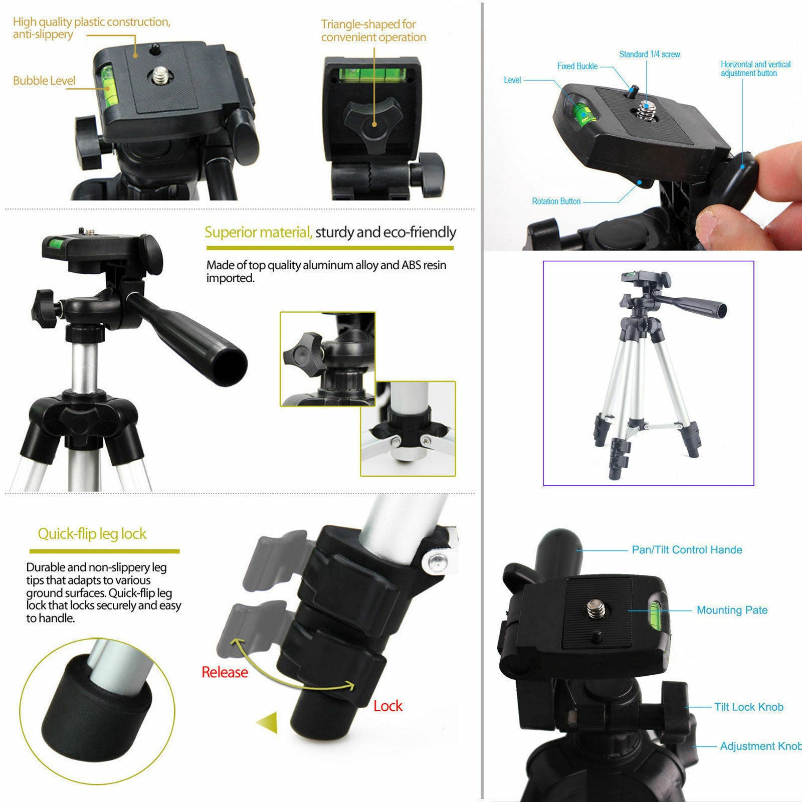 Professional Camera Tripod Stand Holder Mount For Cell Phone,