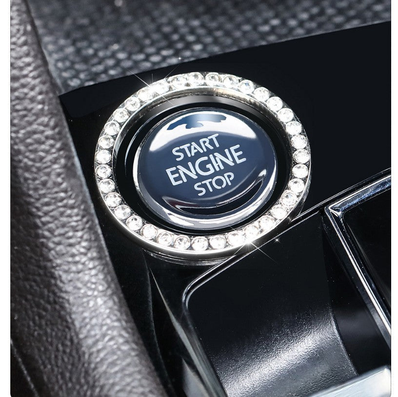 Car Diamond-embedded One-click Start Decorative Ring Car Interior Stickers Car system Start Decorative Ring Diamond-embedded