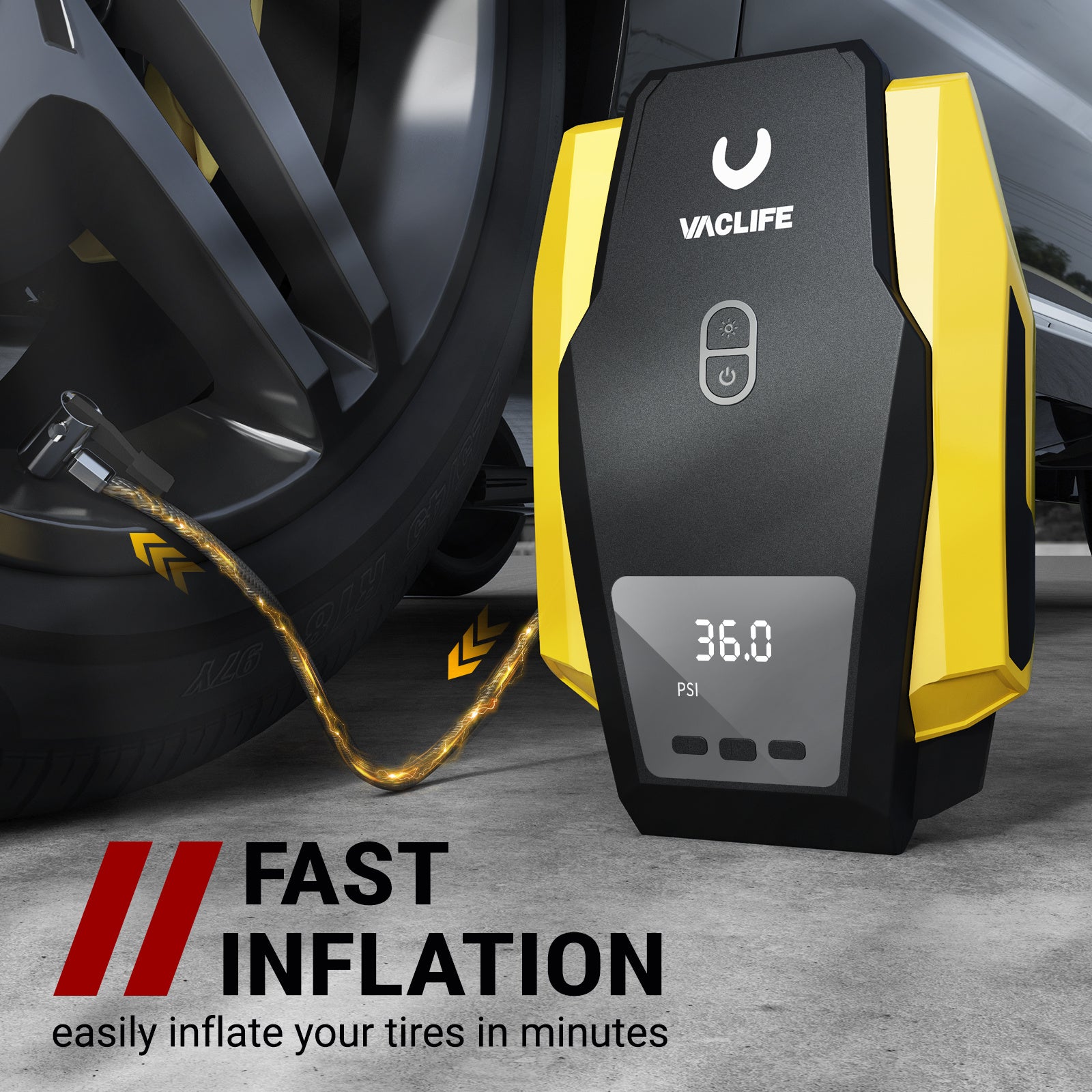 VacLife Air Compressor Tire Inflator DC 12V Portable Air Compressor For Car Tires,