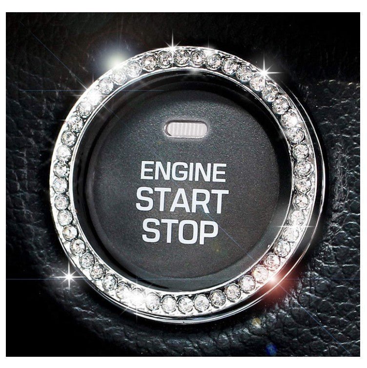 Car Diamond-embedded One-click Start Decorative Ring Car Interior Stickers Car system Start Decorative Ring Diamond-embedded